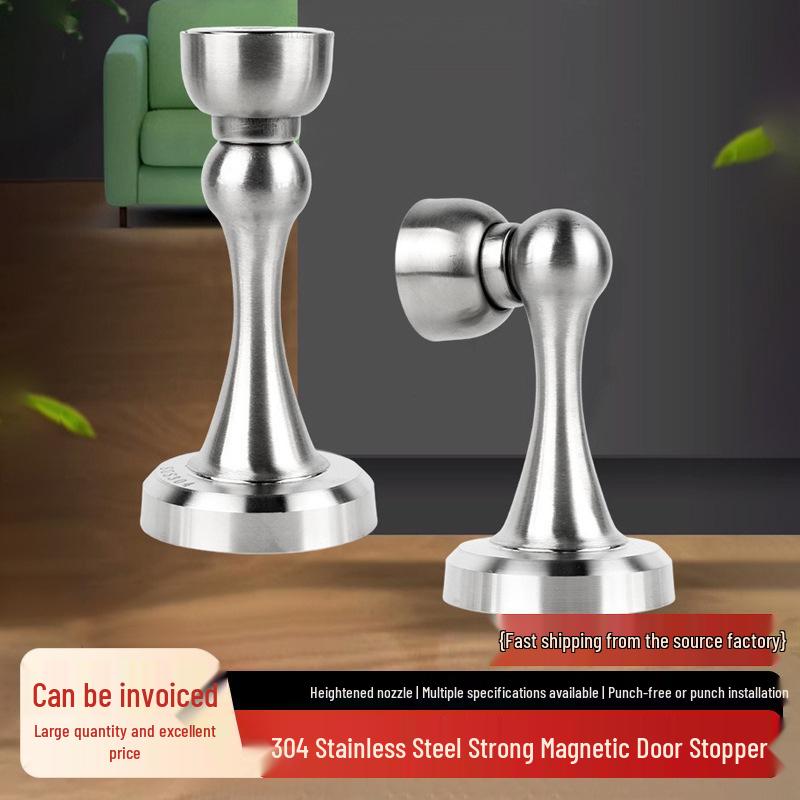 Stainless Steel Magnetic Door Stopper - Punch-Free, Anti-Collision, High-Strength, for Bathroom/Bedroom Doors
