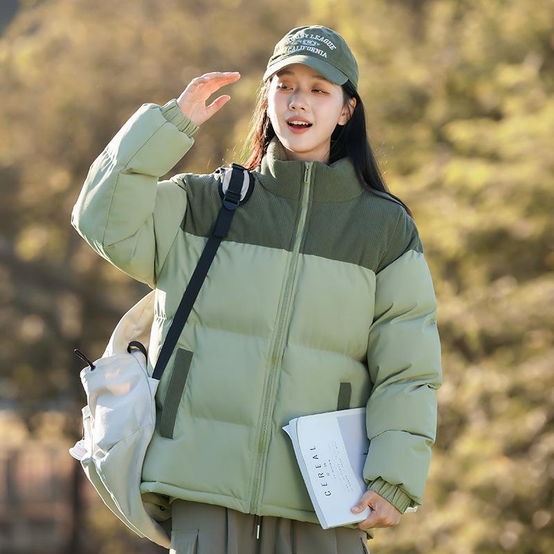 

Хлебная одежда в тренде для мужчин и женщин, теплая осенью и зимой, повседневный воротник-стойка, американская корейская версия утолщенной куртки 4XL зелёный