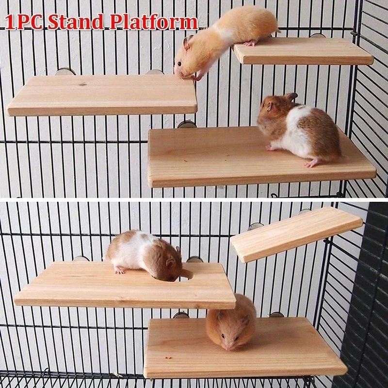 Parrot Hamster Stand Board Wood Perch Stand Platform Rectangle Shelf Stand Board Toy Cage Stand Board Bird Accessories