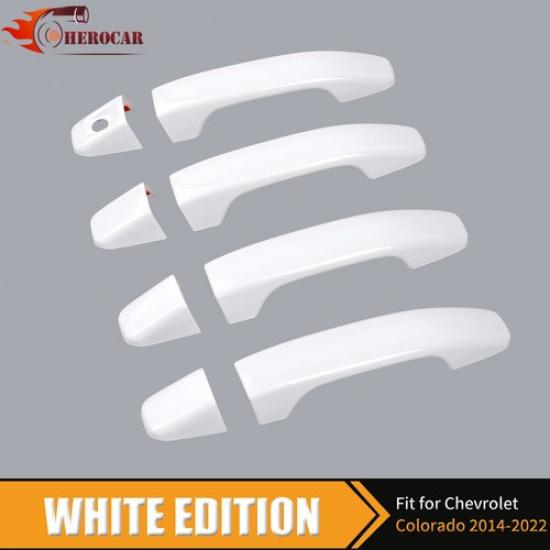4PCS White Exterior Door Handle Trim Covers For Chevy Colorado/GMC CANYON 15-22