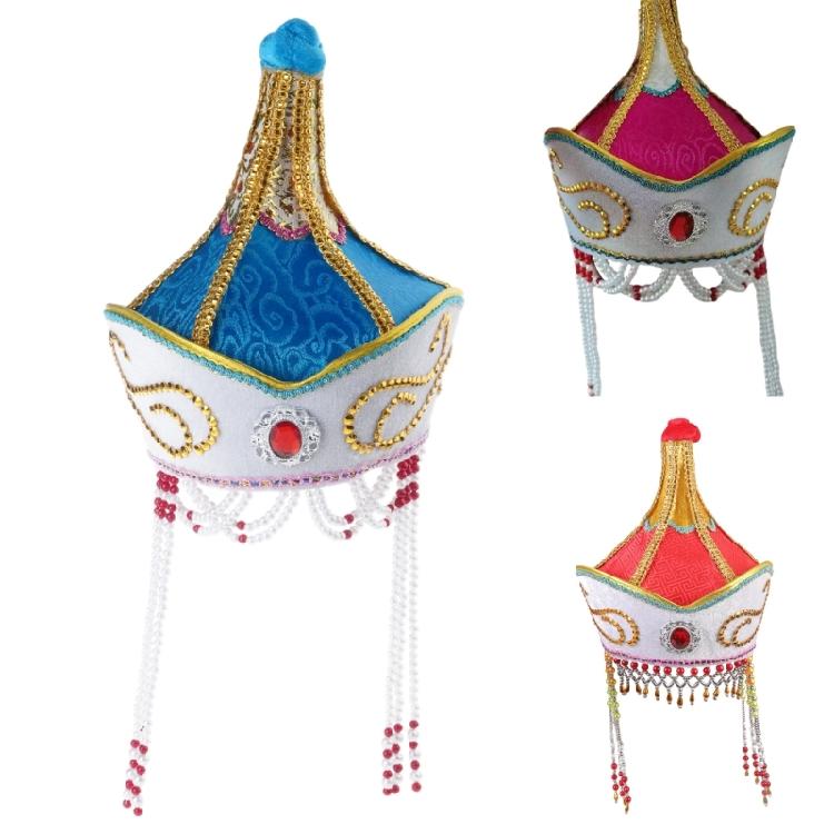 Elegante Cappello Cerimoniale Mongolo Con Design Ricamato Per Cosplay E Attività di Eventi Culturali Copricapo per Vestirsi