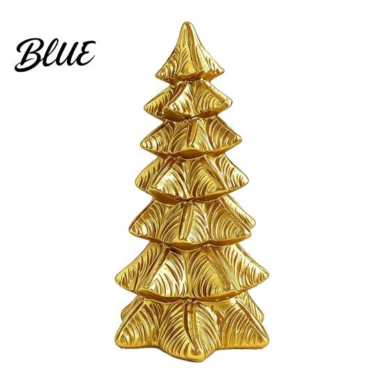 Stylish Entryway Holiday Decor Golden Christmas Tree Ornament for Tabletop Decor Modern Resin Xmas Festive Home Accents Figurine Table Centerpiece