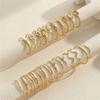 28Pcs Set Trendy Simple Gold Color Geometric Inlay Zircons Hollowed-out Heart Shape Wave Joint Rings for Women Designer Jewelry