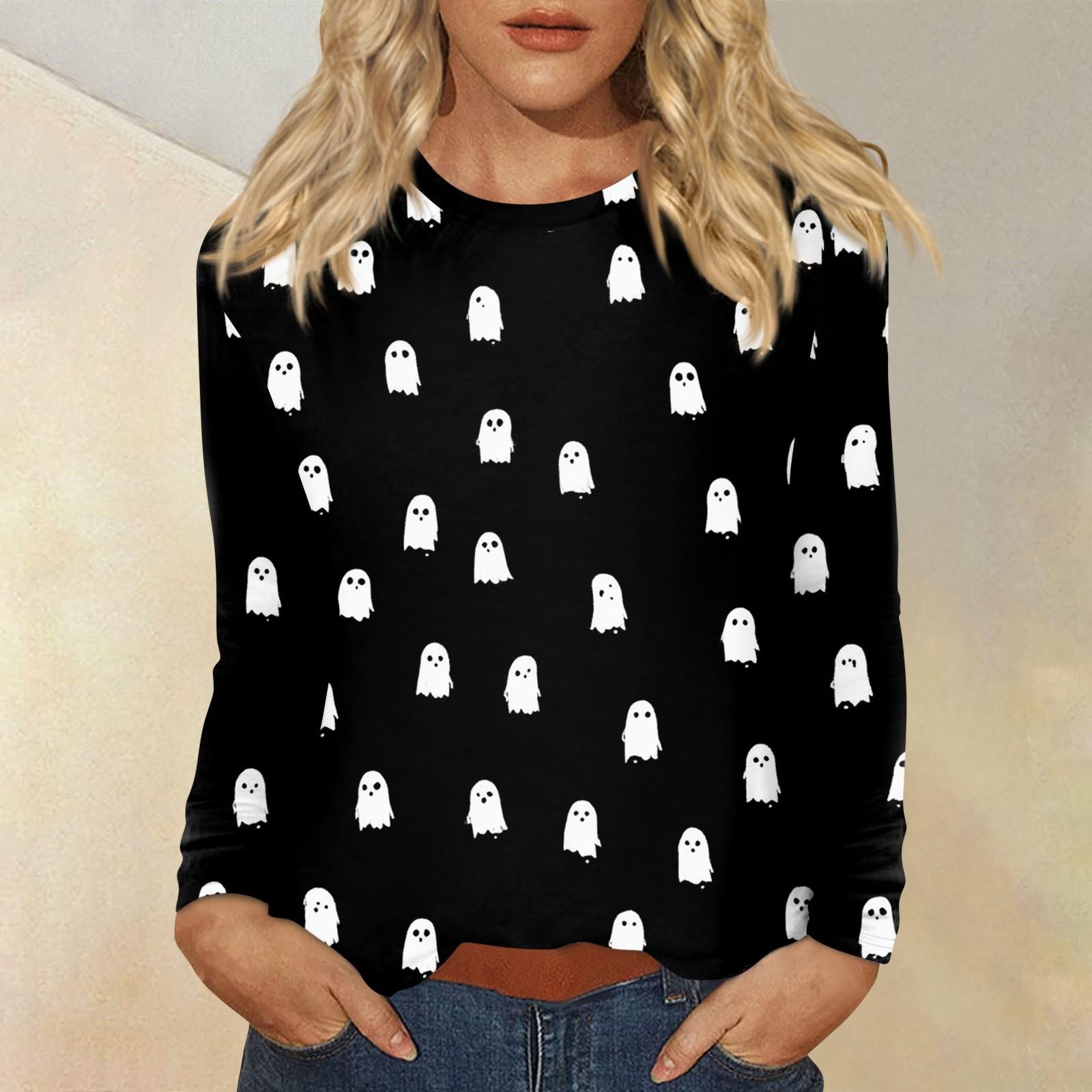 

Women s Daily Casual Long-sleeved Printed O-neck Top L чорний