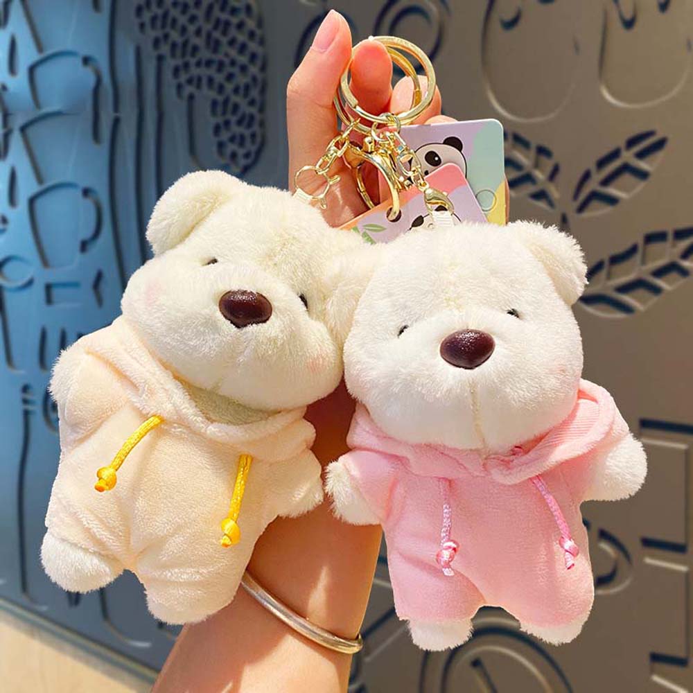 Wear Hoodies Cartoon Bear Plush Doll Bag Hanging Animal Plush Car Keyring  Friends Birthday Gifts
