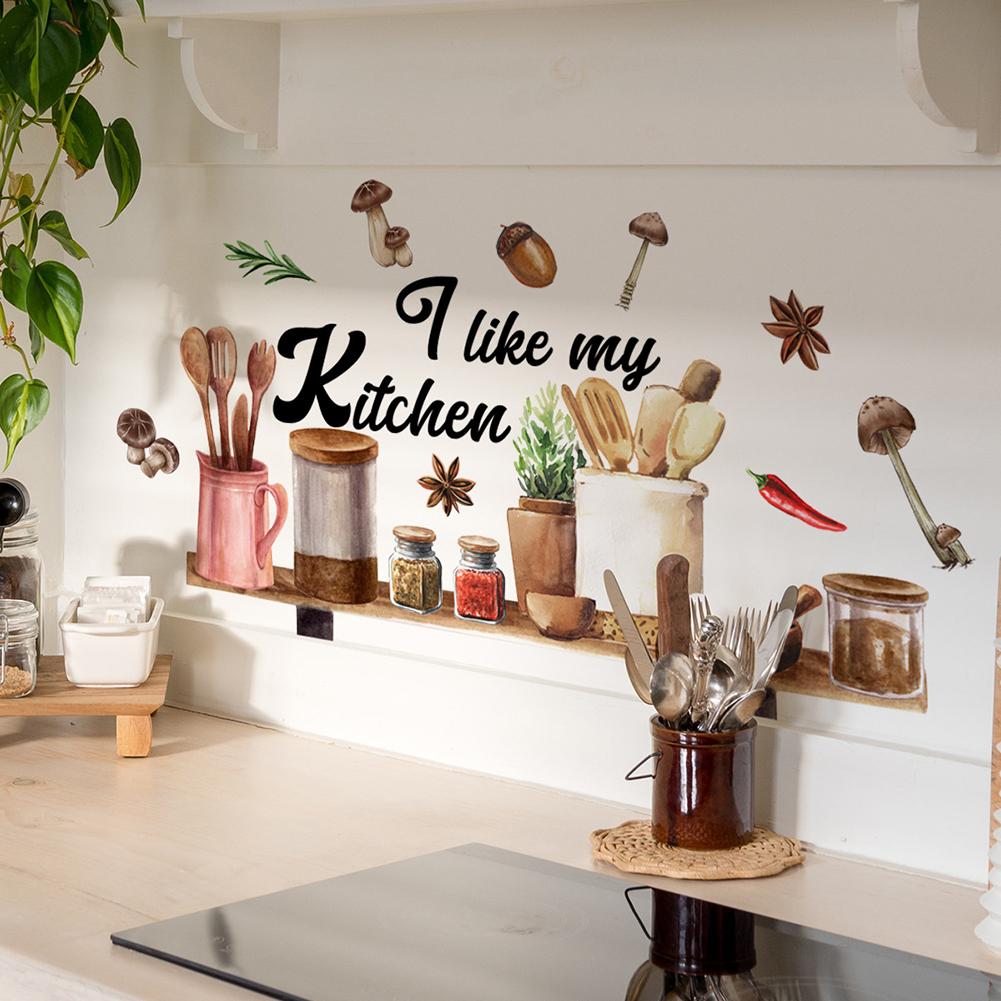 1pc Kitchen Wall Stickers Fun Design Cook Utensils Home Decoration Restaurant 30*60cm Home Decoration Stickers Posters