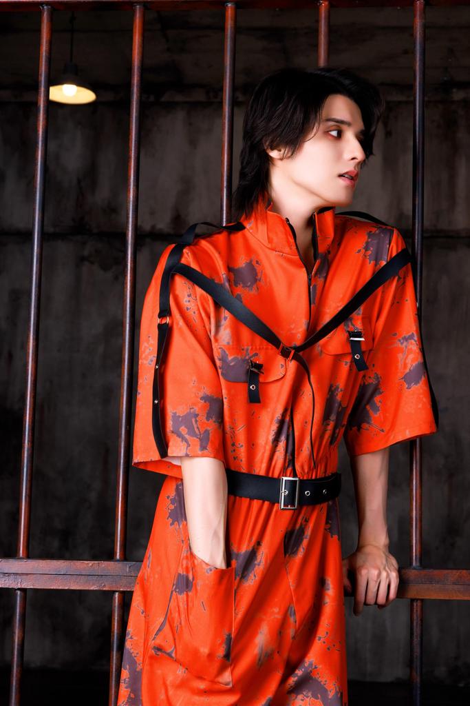 Neo Zombie Cosplay Halloween Mad Prisoner Orange [Clear Stone] Men's