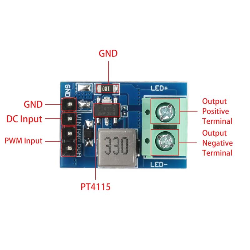 1Pcs 12V Pwm Dimming Constant Current Board Pt4115 Led Driver Module Suitable For Led Light Strips Diy Accessories
