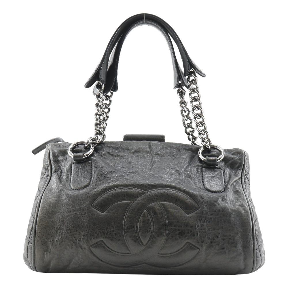 

CHANEL Chain tote Tote Bag Gamaguchi COCO Mark black leather Women Used
