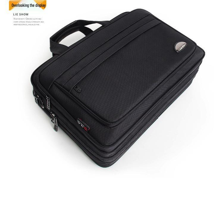 Unisex Water-Resistant Oxford 15.6" Laptop Briefcase - Large Capacity Business Handbag with Shoulder Strap