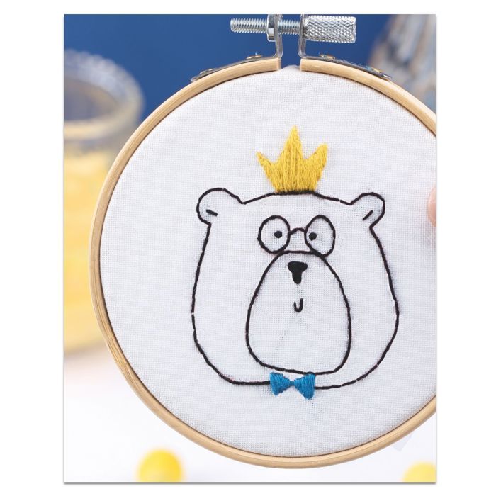 French Kits Sewing and Embroidery Kit - His Majesty the Bear - Easy Level - 7 Pieces