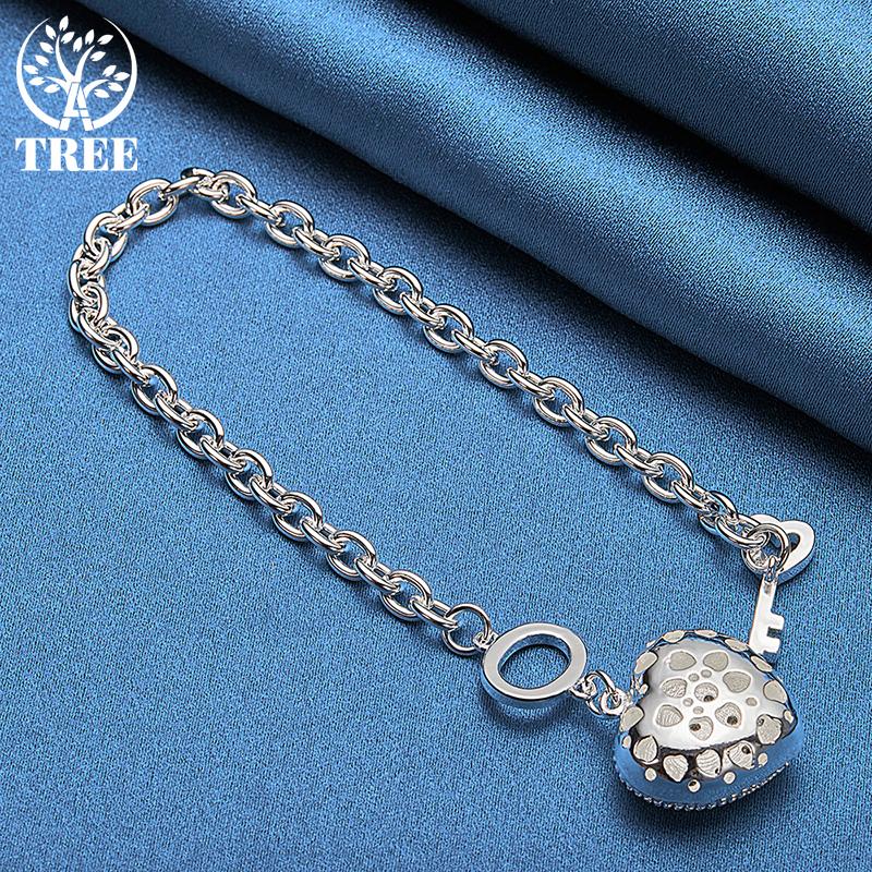 925 Sterling Silver AAA Zircon Heart Bracelet Jewelry