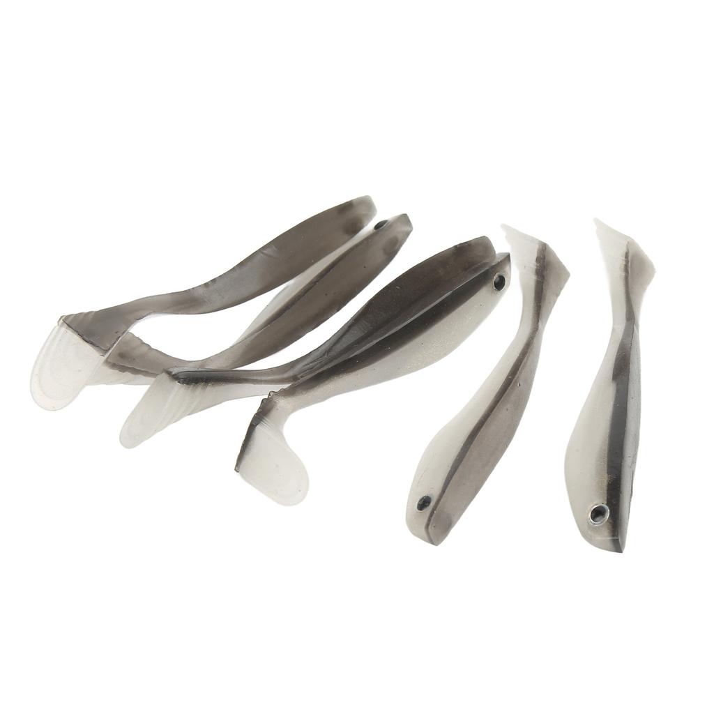 6 Stück 10cm Weicher Angelköder 2 Farben T-Schwanz Künstlicher Köder mit Schwarzem Rücken für Salzwasser Süßwasserangeln