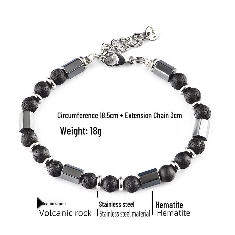Stainless Steel Tiger Eye Black Gallstone Bracelet: Fashionable Unisex Beaded Jewelry