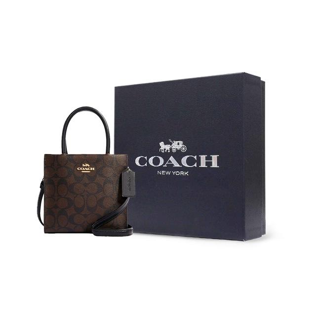 Coach Cally 17 Klassische Monogramm-PVC-Notenmappe Umhängetasche Crossbody-Handtasche Mini-Damen-Taschen Schwarz Braun 5693-IMAA8