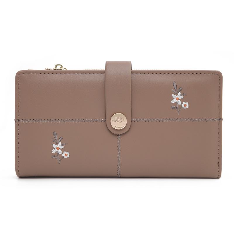 

Кошелек из искусственной кожи с вышивкой, простая и универсальная многофункциональная женская сумка коричневый