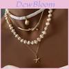 Summer Starfish Necklace With Pearl Bead Chain For Womens Beach Jewelry