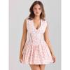 Wild Island Garden House Same Sweet Retro Floral Pure Desire V-neck Lace Hollow Waist Hugging Mini Dress