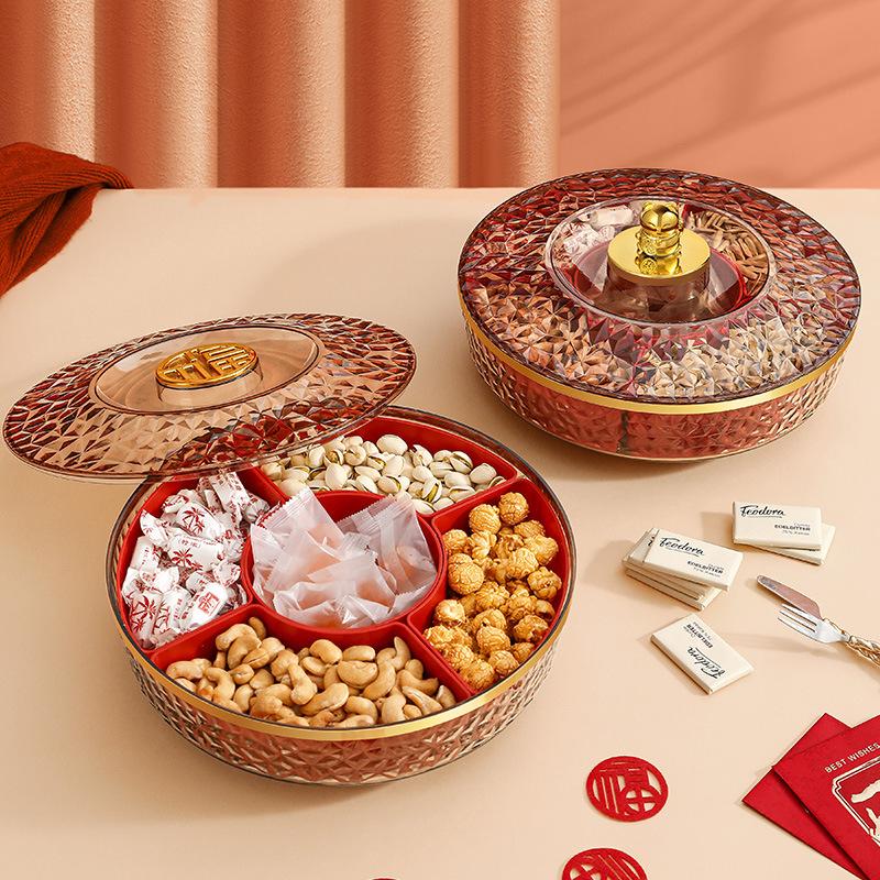 Chinese New Year Festive Candy Box Living Room Household Light Luxury Dried Fruit Plate High Value Melon Seed Snack Storage Box House Warming