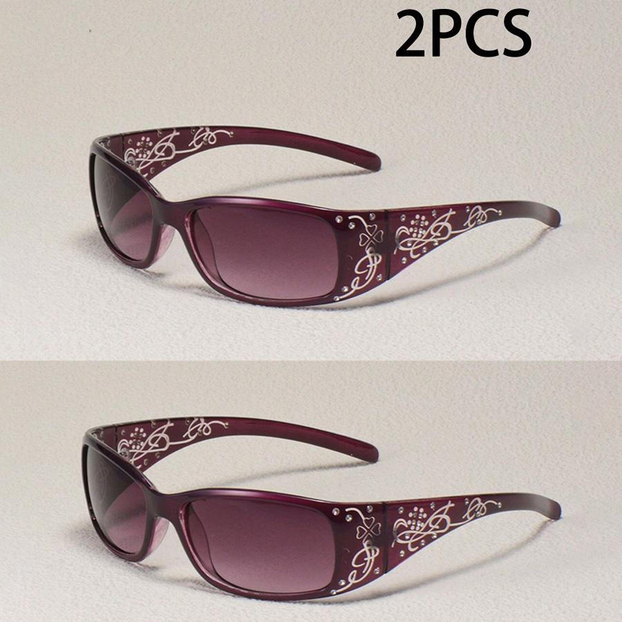 Pattern Decoration Diamond-Encrusted Square Frame Sunglasses Retro Style Daily Classic Fashion Ladies Vacation Travel Glasses