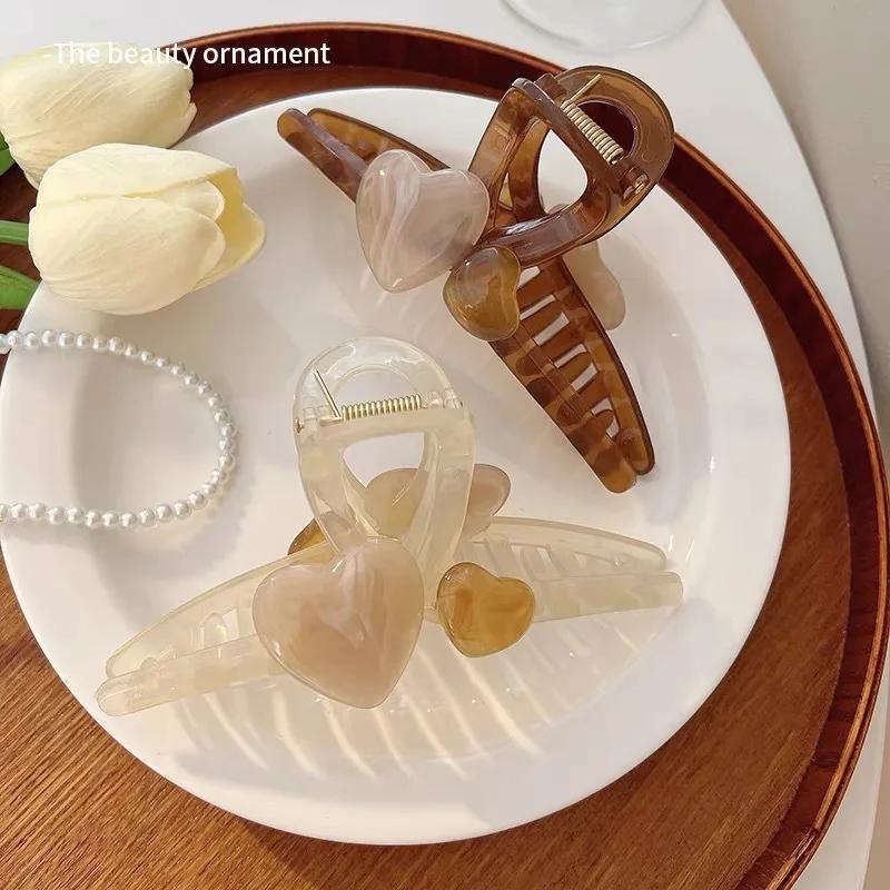 New Korean Hair Claw Clip Girls Sweet Heart Shape Hair Clips Large Size Clamps Claw Clip Crab Chic Hair Accessories Gift