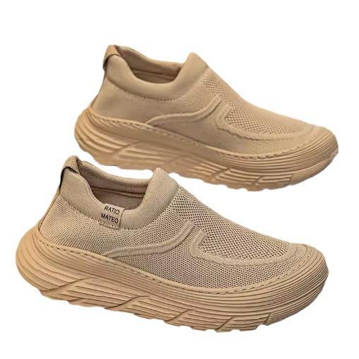 Men's Shoes Summer 2025 New Fly-woven Mesh Breathable Sports Casual Height Increase Men's One-pedal Lazy Socks Shoes