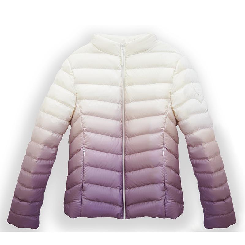 Light and gradual change down jacket women's short new fashion duck down versatile slim stand-up collar jacket