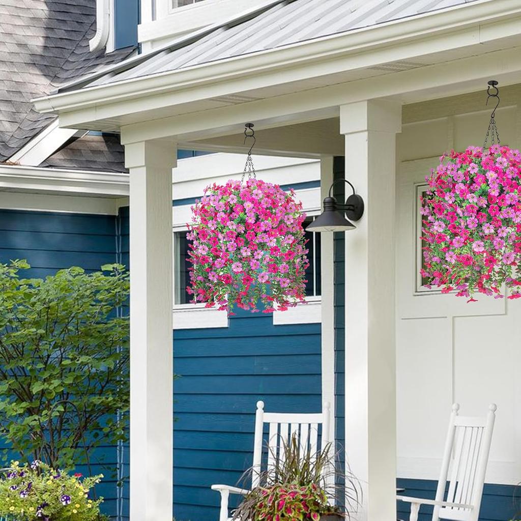 2/1PCS Artificial Hanging Flowers Basket for Outdoor, Fake Flowers Faux Plants Look Real for Yard Gardens Porch Patio Home