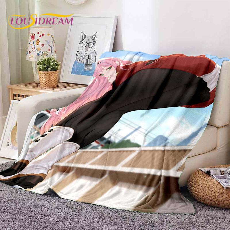 Zero Two Sexy Girl DARLING in The FRANXX Cartoon Flannel Blanket for Bed Bedroom Sofa Picnic,Throw Blanket for Outdoors Leisure