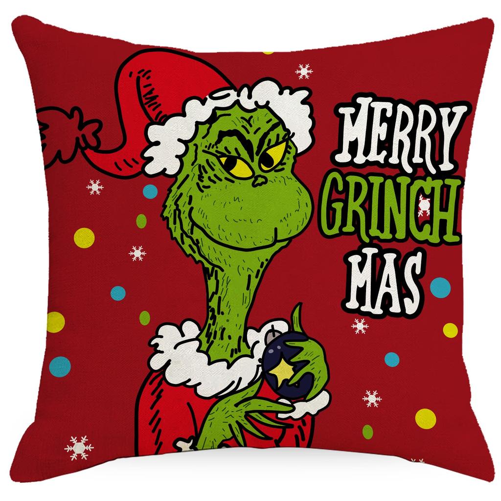 Christmas Happy Throw Pillow Cover, 18 X 18 Inch, Winter Holiday Cushion Cover Sofa Decor