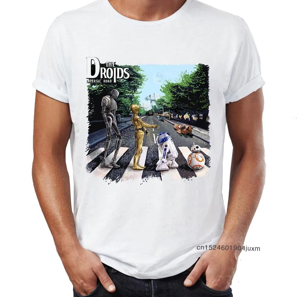 Brand New Men T Shirts Cotton Driod Imperial Road Abby Road R2D2 C3PO Game Awesome Artwork Print Tee Shirts Tshirt