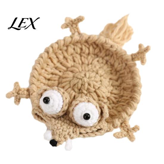 Scratch Resistant Coaster Handmade Crochet Squirrel Coaster, Funny Frog Duck Stress Relief Fun Kitchen Accessories Cup Mat, Cute Animal Drink for Desk A