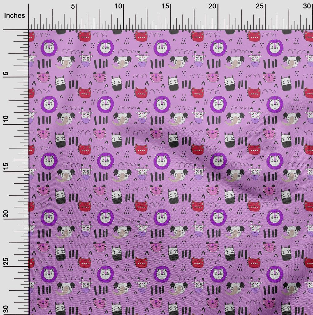oneOone Cotton Flex Brown Fabric Kids Animal Quilting Supplies Print Sewing Fabric by The Yard 40 Inch