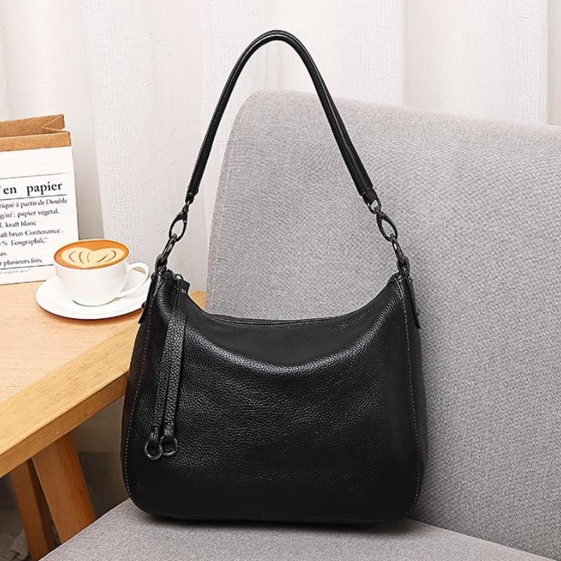 Retro Leather Hobo Bag for Women  Elegant Shoulder Crossbody Bag Classic Black Grey Handbag  Strap Luxury Female Tote