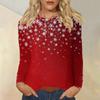 Women's Fashion Casual Christmas Printed Round Neck Long Sleeve Pullover Top