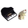 Mini Cats Pianist Sculptures Set 2Pcs Cats and Piano Miniature Models Ornaments for Car Dashboards and Office Decors