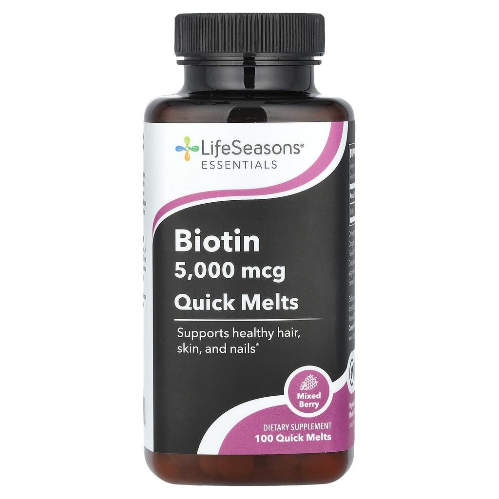 LifeSeasons Biotin, Mixed Berry, 5,000 Mcg, 100 Tablets