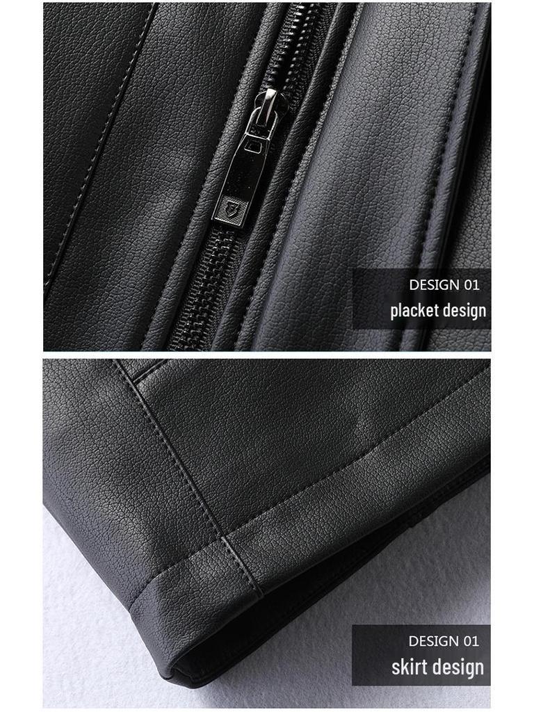Men's Plus Size Fur Collar Leather Jacket - Warm Winter Outerwear for Middle-Aged Dads