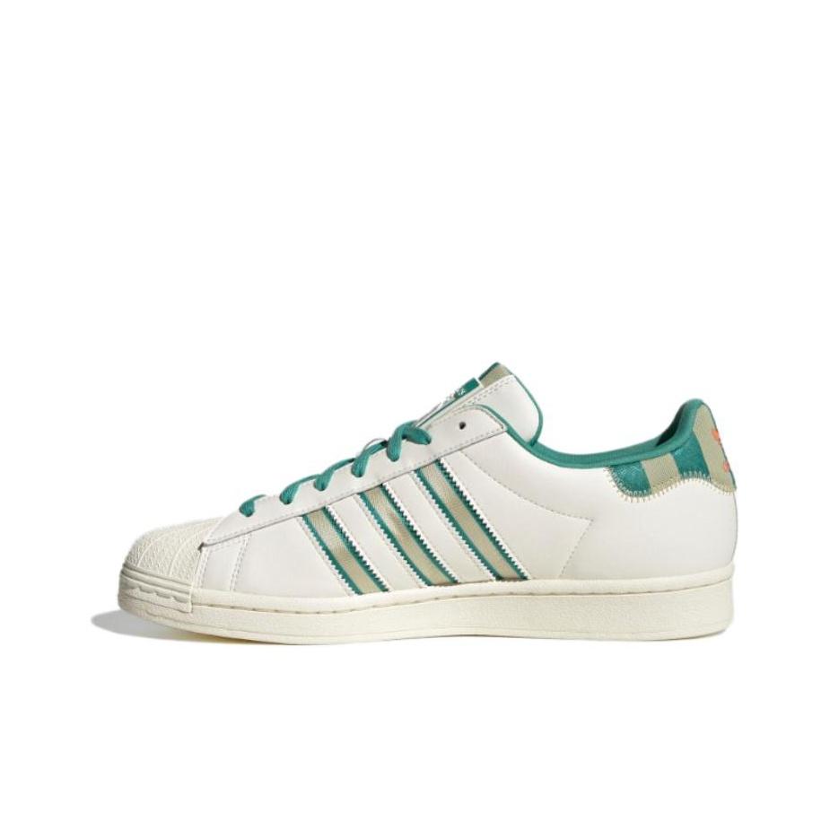 adidas Originalūs Superstar serijos Patogūs universalūs neslystantys lengvi žemi krepšinio batai Unisex sportbačiai Balti žali IE2931
