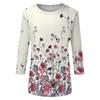 Women Casual Floral Print Three Quarter Sleeve Round Neck Top Lightweight Soft Fabric Relaxed Fit Blouse for Everyday Wear