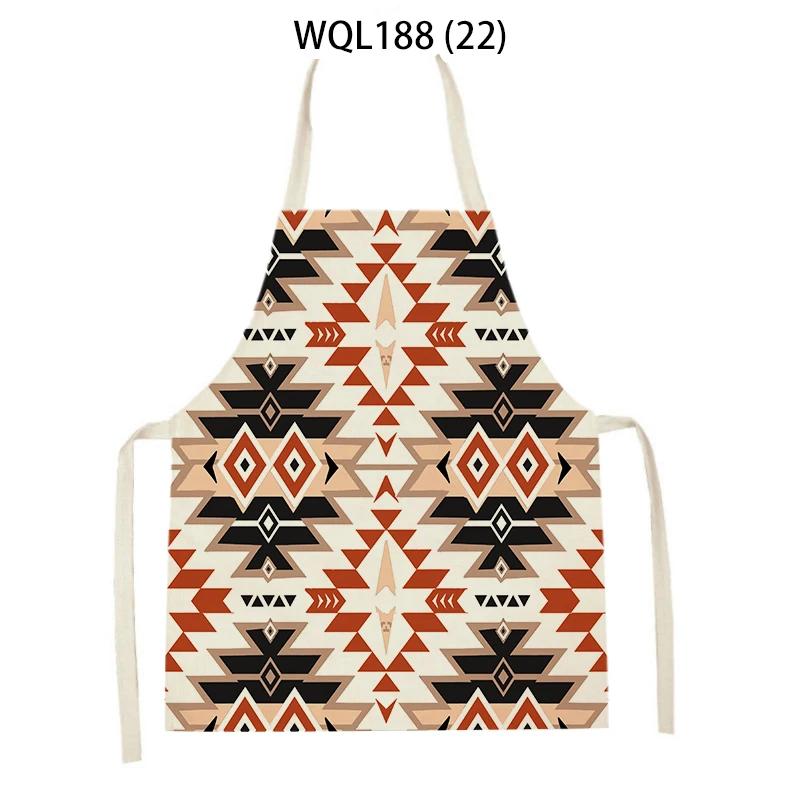 Retro Geometry Print Kitchen Apron for Woman Man Bohemia Linen Baking Aprons Adult Kids Cooking Apron Cleaning Tools Tablier