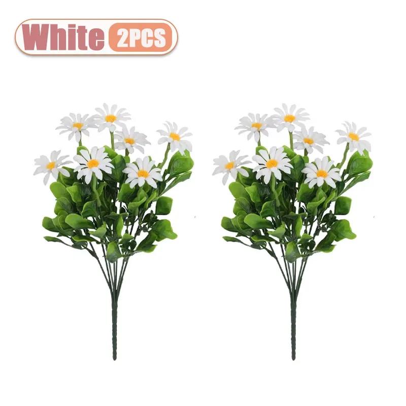 2-8PCS Artificial Plastic Chrysanthemum Faux Daisy Outdoor Faux Flowers Fence Decor Fake Plants Exterior Home Decoration