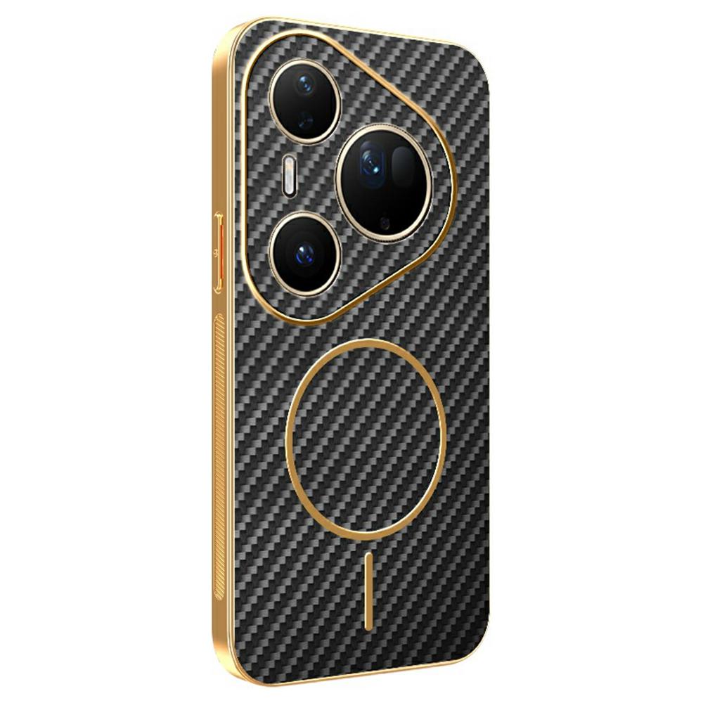 For Huawei Pura 80 Ultra Phone Case Carbon Fiber Textured Electroplated TPU Back Cover