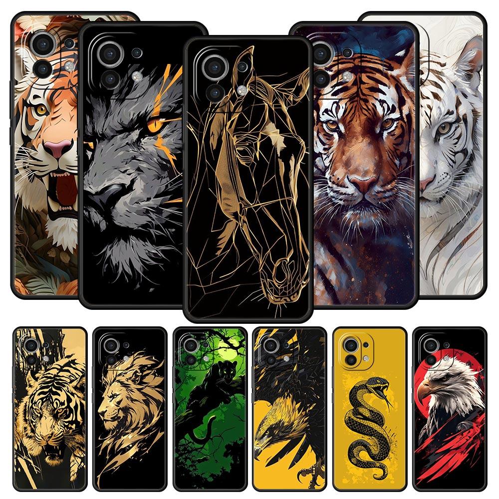 Handyhülle für Xiaomi Mi 15 14 14T 13T 12T Pro 12 13 11 Lite 5G 11T X6 X5 Pro Weiche TPU Hülle Kunst Tier Tiger