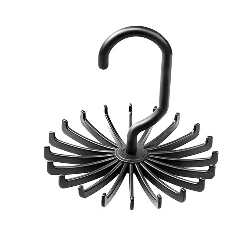 Вращающаяся на 360 градусов стойка для ремня, вешалка для галстуков, вешалка для хранения, держатель для ремня на шею, экономия места, 20 крючков, вешалка для одежды чёрный
