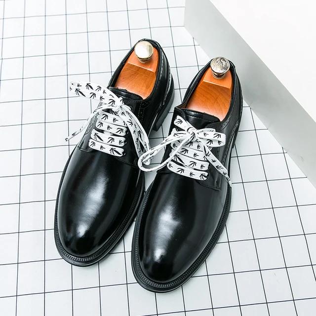 

Мужская мода Кожаные оксфорды на платформе На шнуровке Толстая подошва Для мужчин Дерби Повседневные лоферы Мужские Свадебные Формальные Туфли 38 чёрный