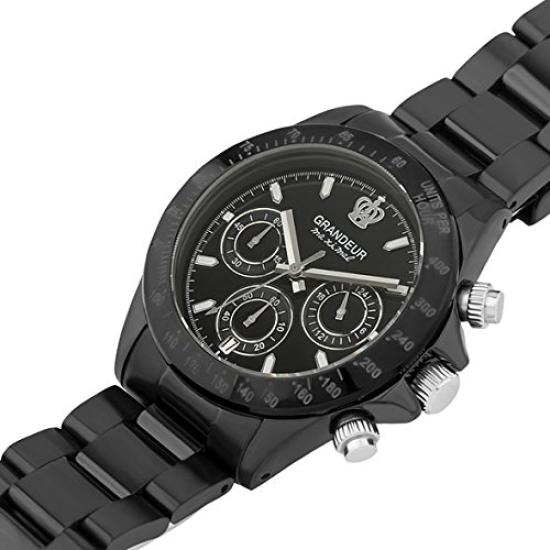 Watch Made in Japan Chrono Quartz JGR005W3 Black [GRANDEUR] Men's