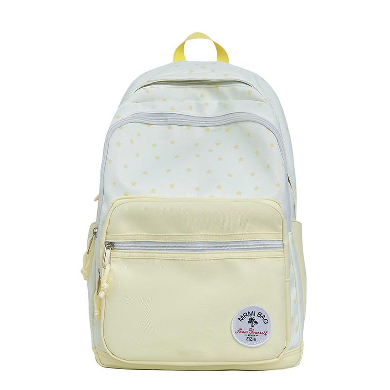Student Schoolbag Women's Large Capacity Star Printed Backpack Colorblock Travel Backpack