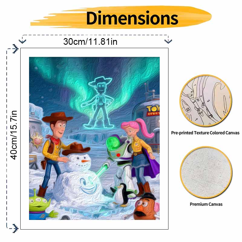 Disney Toy Story Winter Scene Oil Paint Digital Painting Art Kit FillIn Painting Home Decor