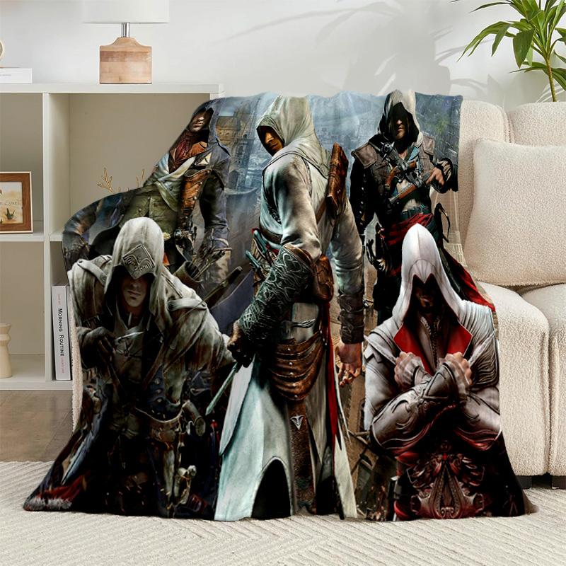 1PC Assass Warrior Flannel Blanket Gift, Suitable for Both Men And Women, Soft Ideal for Beds And Sofa, Birthday Or Christmas Gift